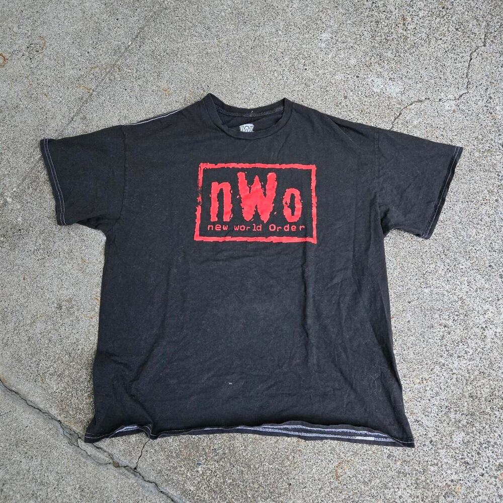 Vtg Y2k NEW WORLD ORDER Box Graphic World Championship Wrestling Tee Shirt Lg